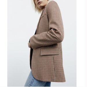 Zara Brown Checkered Blazer